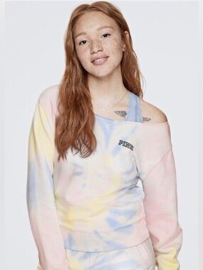 Victoria's Secret PINK Everyday Lounge Tie-Dye Off-Shoulder Sweatshirt